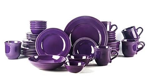 Purple Knife, Purple Dinnerware, Purple Plates, Dip Sauce, Clay Material, Soup Pasta, Stoneware Dinnerware Sets, Ice Cream Bowl, Pasta Bowl