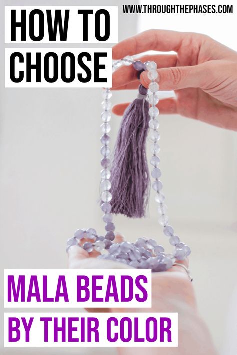 How to choose mala beads by their color. This post goes into depth about mala beads meanings by color and some of the most powerful gemstones you can choose to enhance your meditation practice. Let color guide your buddhist prayer bead purchase! Mala Ideas, Prayer Beads Diy, Mala Necklace Diy, Mala Beads Diy, Mala Making, Meditation Beads Mala, Mala Jewelry, Mala Bead Necklace, Buddhist Prayer