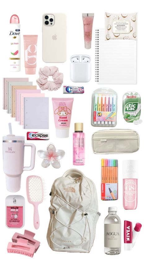 школа, моя мечта, девчачьи штучки What To Keep In Backpack Middle School, Backpack Ideas For Middle School, It Girl Backpack, What To Carry In Your Backpack School, What To Put In School Bag, Preppy Backpack Essentials, Big School Backpacks, Things To Pack For School, Whats In My Backpack For School