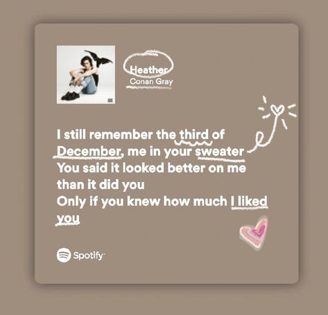 Heather Song Lyrics, Heather Song, Heather Lyrics, Lyric Doodles, Spotify Widget, 3rd Of December, Love Song Lyrics Quotes, Girls Problems, Song Lyric Quotes