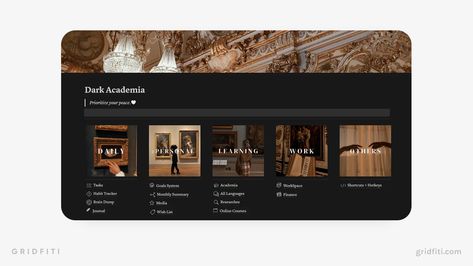 Looking to match your Notion setup to your academia aesthetic? We’ve gathered the best Notion light and dark academia templates. Click through to check them out! #darkacademia #aesthetic #notion #template #planner #personal #productivity Notion Academia Aesthetic, Dark Academia Notion Template Free, Dark Academia Notion Template, Dark Academia Notion, Light And Dark Academia, Notion Templates For Students, Dark Academia Library, Notion Library, Notion Setup