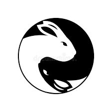 Rabbit Yin Yang, Rabbit Logo Ideas, Black Rabbit Art, Rabbit Logo Design, Rabbit Outline, Logo Rabbit, Rabbit Logo, Rabbit Necklace, Yin Yang Art