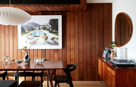 THIS Is How You Renovate An Architect-Designed, Mid-Century Home! Mcm Cabin, Alt Ideas, Cedar Walls, King Furniture, Mid Century Modern Interior Design, Fishing Cabin, Timber Panelling, Home Decor Ideas Living Room, Melbourne House