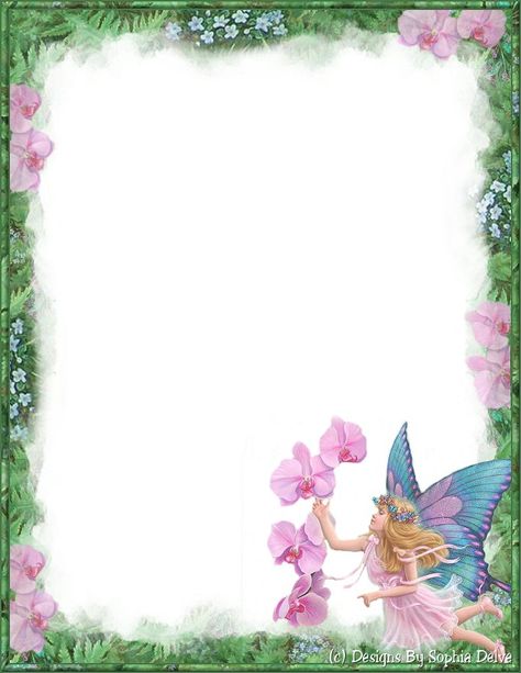 Fairies And Butterflies, Binder Divider, Message Wallpaper, Plant Book, Book And Frame, Printable Envelope, Border Frame, Daycare Crafts, Printable Stationery