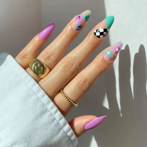 Checkerboard Nails, Checkered Nails, Ten Nails, Summer Nail Art, Cute Summer Nails, Nail Style, Glam Nails, I Love Nails, Healthy Nails