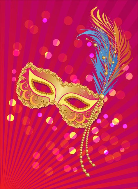 Molde do cartaz do carnaval com máscara no fundo das luzes ilustração stock Mardi Grad, Carnival Background, Unique Masks, Day Of The Dead Art, Golden Design, Cool Masks, Clip Arts, Vintage Circus, Design Background