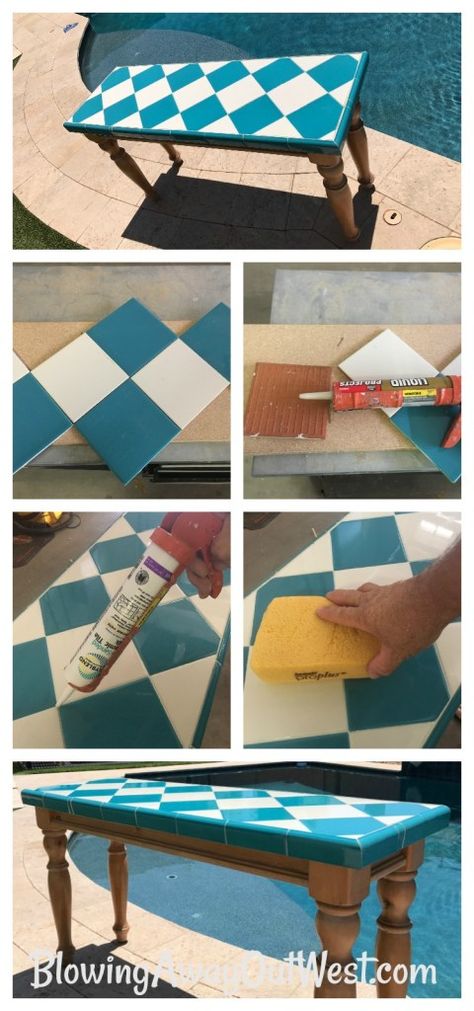 A two-hour project.  Tile your tabletop! Leftover Tile, Budget Furniture, Diy Table Top, Diy Rustic Home, Crafts For Teens To Make, Crafts For Adults, Diy Furniture Bedroom, Wall Art Crafts, Crafts Easy