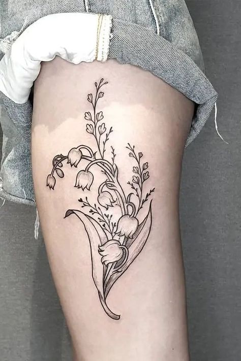 50+ beautiful and gentle lily of the valley tattoos: designs in different styles on different body places are in our article. Bonus: secret tattoo meanings Hyacinth Tattoo, Lily Of The Valley Tattoos, Spiritual Hand, Gardening Tattoo, Lily Of The Valley Tattoo, Valley Tattoo, Secret Tattoo, Mum Tattoo, Birth Flower Tattoos