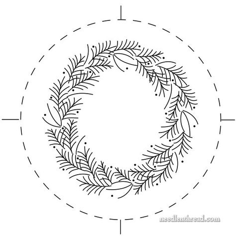 Stitch Snippet: Christmas Wreath Ornament, Part 1 – NeedlenThread.com Christmas Wreath Embroidery, Wreaths For Christmas, Embroidered Wreath, Wreath Embroidery, Needlework Shops, Wreath Project, Wreath Ornament, Material Wreaths, Natural Linen Fabric