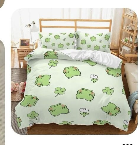 Dancing Frog, Kids Bed Linen, Frog Decor, Cute Bedding, Cute Bedroom Decor, Green Frog, Cute Room Decor, Shrek, Duvet Cover Set