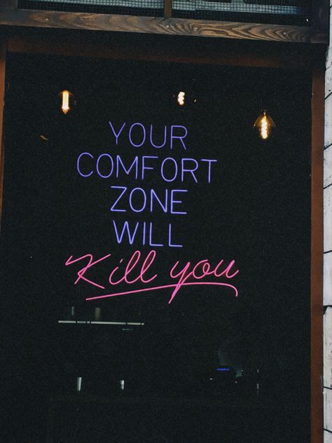 Your Comfort Zone Will Kill You, Comfort Zone Aesthetic, Flex Quotes, Aesthetic Brain, Money Pfp, Insta Quotes, Vision Board Images, Neon Quotes, Before I Sleep