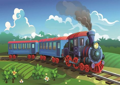 Boys Room Mural, 3d Vinyl, Train Drawing, Train Theme, Trains Birthday Party, Blue Train, Train Party, Sticker Poster, Kids Training