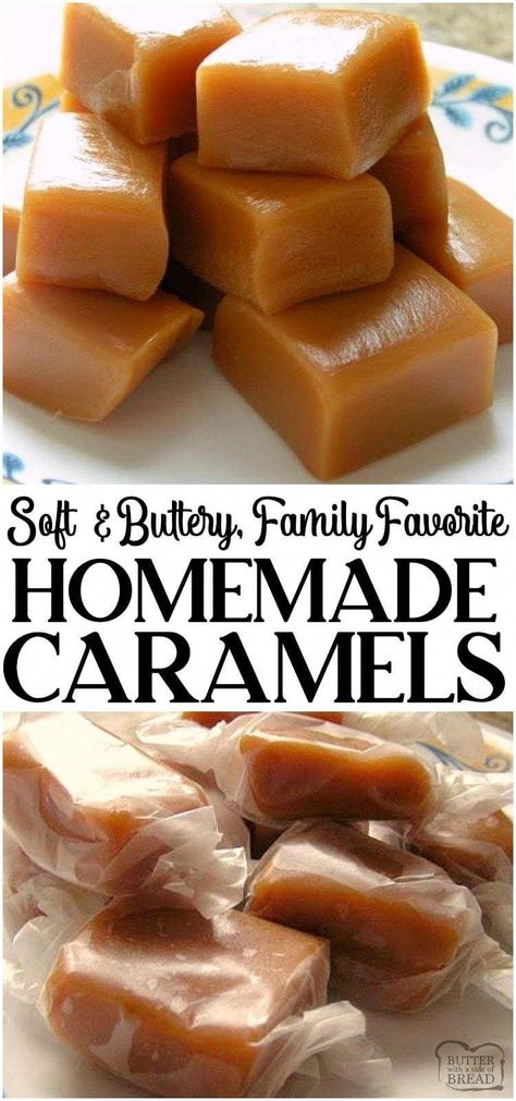 Homemade Caramel Recipes, Homemade Caramels, Caramel Candies, Weight Watcher Desserts, Chewy Caramel, Jul Mad, Caramel Treats, Brownie Desserts, Candy Recipes Homemade