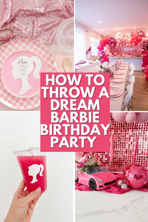 cute barbie birthday party ideas, barbie birthday party, barbie birthday party ideas Ken And Barbie Party Ideas, Barbie First Birthday Party Ideas, Barbie Birthday Table Setup, Barbie's Birthday Party, Princess Barbie Birthday Party, Barbie Theme Party Activities, Barbie Party On A Budget, Easy Barbie Party Ideas, Kid Barbie Birthday Party