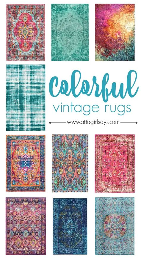 Bohemian Rugs In Living Room, Colorful Rug Living Room, Colorful Living Room Rug, Colorful Floor Tile, Bold Rugs, Colorful Carpet, Pink Rugs, Bright Rugs, Blue Rugs