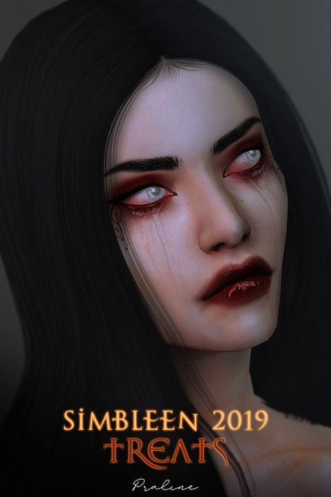 SIMBLREEN 2019 TREATS | Pralinesims on Patreon Sims 4 Vampire, Vampire Hair, Vampire Eyes, Sims 4 Cc Eyes, Vampire Clothes, Horror Make-up, Makeup Cc, Vampire Makeup, Pelo Sims