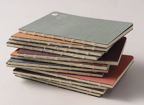 A SERIES OF POCKET NOTEBOOKS THAT REFLECT PERSONAL MOTTOS. Starting from the well-known phrase “You are what you eat.” we developed a series of 12 notebooks that not only fit in your pocket but also your personality. The linen covers and exposed saddle stitch binding are the defining tactile characteristics. SPECIFICATIONS  Linen Cover / Saddle Stitch Binding / Blank Pages  Notebook size 9.5 x 14.5 cm  Series of 12 notebooks  Page count 96  Printing O Book Binding Design, Saddle Stitch Binding, Stitch Binding, Handmade Sketchbook, Book Binding Diy, Making Books, Saddle Stitch, Diy Notebook, Stitch Book