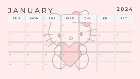 This is a printable PDF 2024 monthly planner/ monthly calendar (Sunday start & Monday start) featuring all 12 months of 2024. Kitty calendar, elegant and clean design perfect for home printing. Just download and print. *THIS IS A DIGITAL DOWNLOAD* FEATURES - Simple, clean and minimal design *All 12 months of 2024 *One month per page, a total of 12 pages *Sunday and Monday Start *Landscape format *Simple print from your home printer or at your local print shop *Print as many pages as you need WHA Hello Kitty Calendar, 2024 Calendar Printable, Vday Cards, January Calendar, Kawaii Kitty, Calendar Download, Cute Calendar, 12 Month Calendar, Valentine's Day Printables