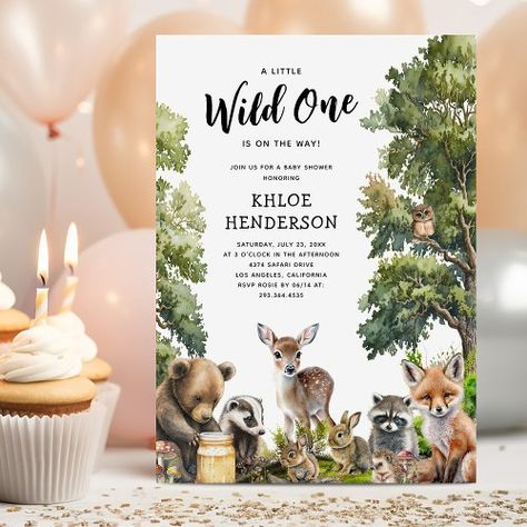 $1.9 | Cute Woodland Animals Baby Shower - woodland wonderland baby shower, wild one baby shower, woodland animals, bear fox rabbit owl hedgehog, cute watercolor animals, gender neutral, modern, enchanting magical whimsical, girl, boy Fox Birthday Invitation, Woodland Invitation, Wild One 1st Birthday, Gender Neutral Invitations, Hannah Grace, Animal Baby Shower Invitations, Animals Baby Shower, Gender Neutral Baby Shower Invitations, Woodland Baby Shower Invitations