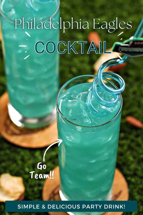 Eagles Themed Drinks, Eagles Cocktails, Philadelphia Eagles Cocktail, Football Themed Cocktails, Philadelphia Eagles Drinks, Eagles Themed Party, Eagles Birthday Party Ideas, Football Drinks Cocktails, Philadelphia Eagles Party Ideas