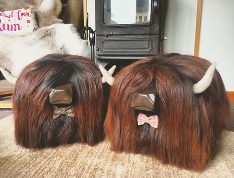 For sale on our website! Highland cow footstool Highland Cow Stool Diy, Highland Cow Stool, Highland Cow Footstool, Cow Footstool, Hyland Cow, Stool Diy, Diy Stool, Animal Based, Highland Cows