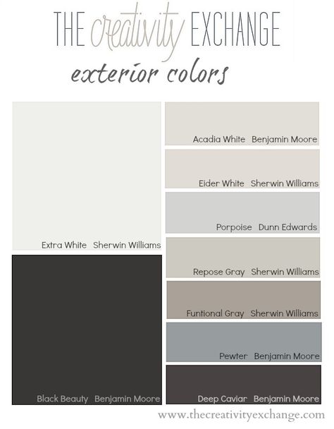 Tips and Tricks for Choosing an Exterior Color Palette {Paint It Monday} The Creativity Exchange The Creativity Exchange, Tudor Exterior, Paint Colors For House, Stucco Colors, Colors For House, Painting Trim White, Trim Paint Color, Brick Homes, Exterior Color Palette