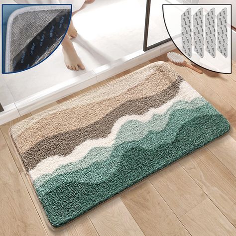 PRICES MAY VARY. 🚿【Heavy Density Polyester】Our Snowsof bathroom rugs are made with a heavy density polyester that is plush and soft to the touch, which provide ultimate comfort and a luxurious feel under your feet. 🚿【Double Security for You】The non-slip TPR backing ensures that the rug stays securely in place, providing safety and stability for you and your family, even on slippery bathroom floors. We also provide four anti-slip stickers to provide you double security for your love ones. 🛀【Ul Floor Tub, Dripping Water, Gradient Color Design, Bath Redo, Bathtub Mat, Pet Cushions, Bath Mats Bathroom, Small Carpet, Animal Room