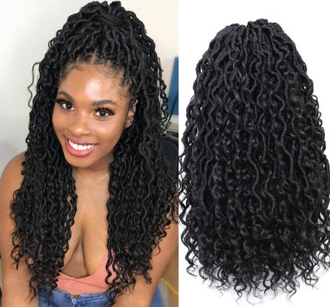 Braids With Curly Hair, Boho Faux Locs, Crochet Hair Curly, Curly Faux Locs Crochet, Goddess Locs Crochet, Ombre Dreadlocks, Curly Faux Locs, Braids Long, Faux Locs Crochet