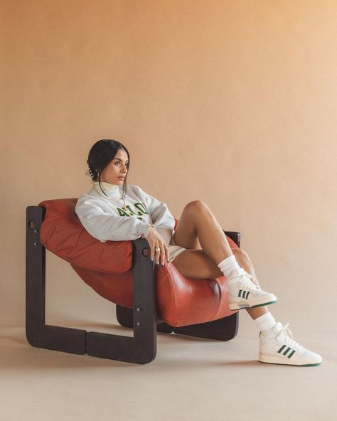 Danie on Instagram: “me for @packer ✨📚🏀” Adidas Forum High Outfit, Forum Mid Shoes, Danie Sierra, Chair Poses, Mid Shoes, Chair Pose, Bold Shoes, Adidas Forum, Smooth Leather