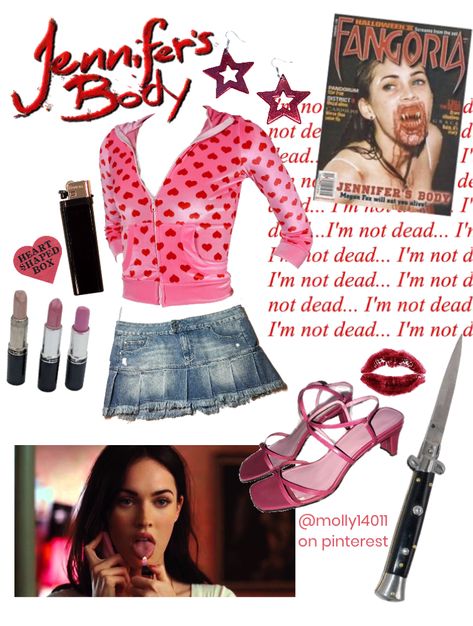 Discover outfit ideas for school made with the shoplook outfit maker. How to wear ideas for Lighter and Knife Halloween Costumes 2000 Movies, Jennifers Body Aesthetic Outfits, Y2k Halloween Costume Ideas, Jennifers Body Costum, 2000 Costume Ideas, Jennifer's Body Outfits, Jennifer Check Outfits, Jennifer’s Body Costume, Jennifer Check Costume