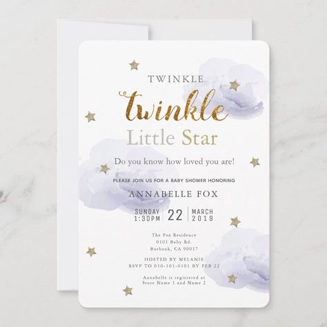 Twinkle Little Star Lavender Baby Shower Invitation  Zazzle Lavender Baby Shower Invitations, Baby Shower By Mail Invitation, Lavender Baby Showers, Shower By Mail Invitation, Baby Shower By Mail, Rainbow Baby Shower Invitations, Teddy Bear Baby Shower Invitations, Butterfly Baby Shower Invitations, Shower By Mail