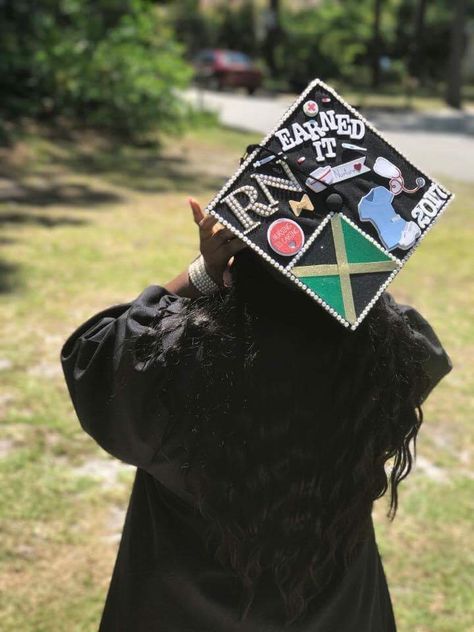 Representing my country! 🇯🇲 #jamaican #registerednurse #gradcap Jamaican Graduation Stole, Jamaican Graduation Cap, Jamaican Graduation Cap Ideas, Graduation Cap Decoration Nursing, Senior Year Planning, Graduation Cap Decoration Diy, Doctor Graduation, Grad Pic, Jamaican Flag