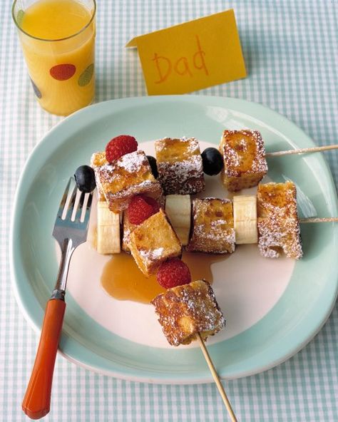 French Toast Kebabs Fun Foods To Make, Martha Stewart Recipes, What's For Breakfast, Think Food, Kebabs, Breakfast Casserole, Tortellini, Best Breakfast, High Tea