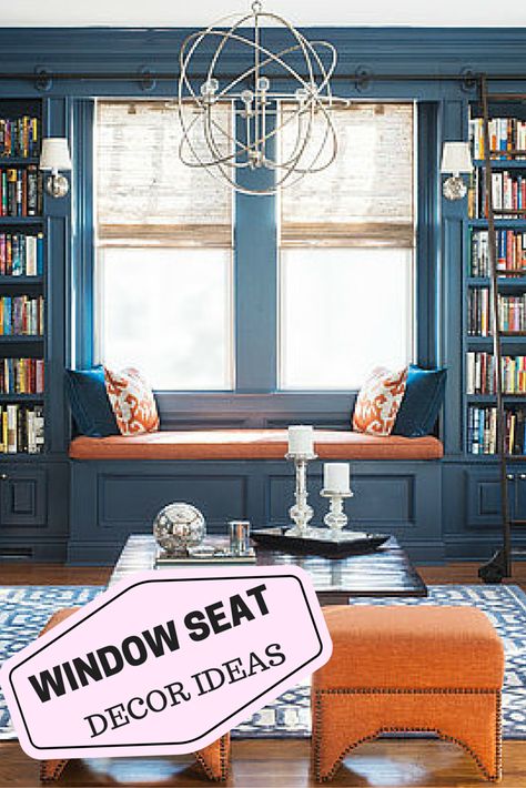 Think bright light. Think comfy reading nook. Think storage. The modern window seat is versatile. It can work in your kitchen, in your bedroom, or filling up that not-quite-sure-what-to-do-here space on your landing. And the look is totally up to you. Whether you’re looking for modern and bright or dim and comfy, we found seven of the coolest window seats on the planet. Get ready to get your remodeling on. Latest House Designs, Home Decor Colors, Home Library Design, Home Libraries, Blue Living Room, Paint Colors For Living Room, Trendy Home, Home Decor Paintings, Home Library