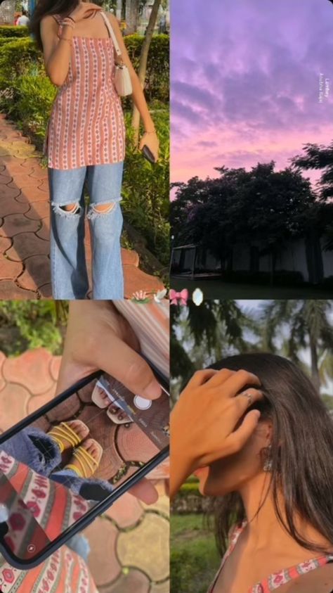 Collage Outfits Casual Indian, Desi Fashion Casual Jeans, Pinterest Room, Asian Aesthetic, Punjabi Fashion, Instagram Collage, Dance Poster, Desi Fashion Casual, Self Portrait Poses