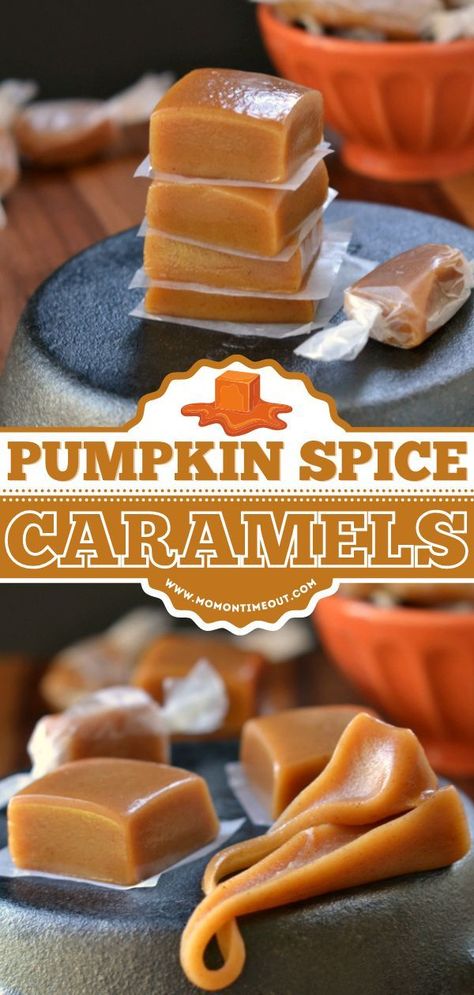 A fabulous addition to your fall gatherings! No one will be able to resist these soft, chewy, buttery caramels with pumpkin spice. Plus, this pumpkin recipe makes a lot, so it's the perfect… Make Butter, Diy Easy Recipes, Homemade Pumpkin Spice, Treat Dispenser, Pumpkin Treat, Pumpkin Caramel, Potato Recipe, Tasty Healthy, Pumpkin Flavor