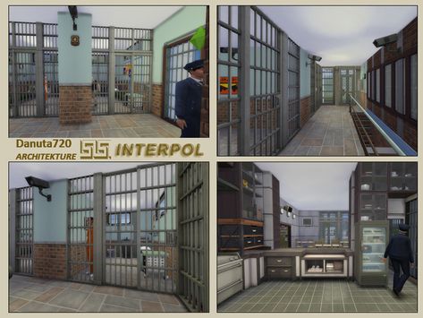 INTERPOL - Police Station by Danuta7720 Bloxburg Police Station Ideas, Sims 4 Police Station Build, Sims 4 Cc Prison, Bloxburg Police Station, Bloxburg Prison, Sims 4 Police Cc, Sims 4 Prison, Sims 4 Police Station, Interpol Police