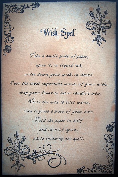 Wish spell Wish Spell, Witchcraft Spells For Beginners, Spells For Beginners, Luck Spells, Magic Spell Book, Under Your Spell, Magick Spells, Wiccan Spell Book, Book Of Shadow