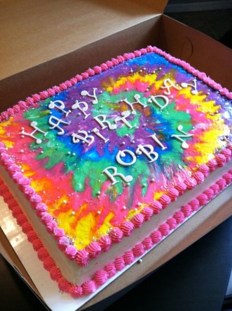 Tie Dye Sheet Cake!!! on Cake Central Tie Dye Birthday Cake, Tye Dye Cake, Tie Dye Sheets, Tie Dye Birthday Party, Tie Dye Birthday, Birthday Sheet Cakes, Hippie Birthday, Tie Dye Party, Hippie Party