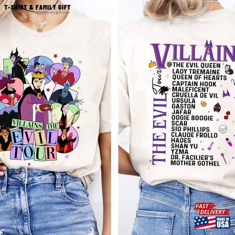 Two Sided Disney Villains The Evil Tour Bad Girls T-Shirt Maleficent Classic Sweatshirt Check more at https://tshirtfamilygift.com/product/two-sided-disney-villains-the-evil-tour-bad-girls-t-shirt-maleficent-classic-sweatshirt/ Classic Sweatshirt, Captain Hook, Girls T Shirt, Evil Queen, Maleficent, Queen Of Hearts, Disney Villains, Bad Girl, Family Gifts