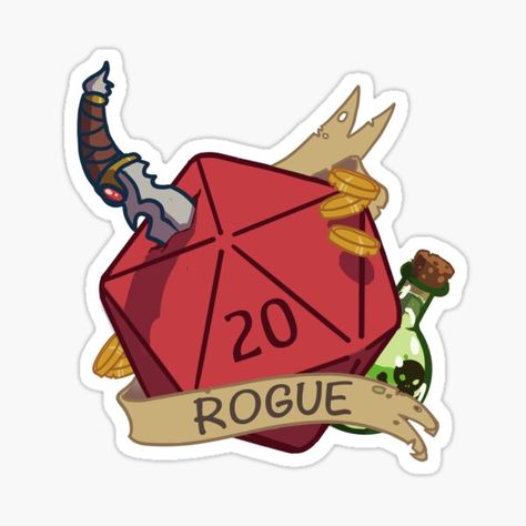 D20 Art, D&d Dice Drawing, Rogue Tattoo, Dnd Stickers Printable, Dnd Stickers, Dnd Token Border Png, Dnd Dice Sticker, Dnd Classes, Dungeons And Dragons Dice