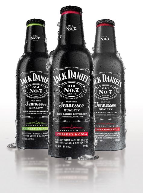 via The Dieline Jack Daniels Mixed Drinks, Jack Daniels Drinks, Marky Mark, Diet Cola, Jack And Coke, Jack Daniels Distillery, Ready To Drink, Whisky Bottle, Good Whiskey