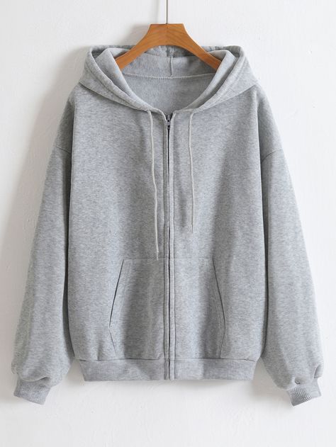 Solid Hoodie, Athleisure Women, Women Sweatshirts, Gray Hoodie, Lined Hoodie, Sports Sweatshirts, Hoodie Outfit, Zip Up Hoodies, Drawstring Hoodie