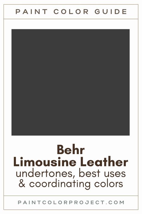 Looking for the perfect black paint color for your home? Let’s talk about Behr Limousine Leather and if it might be right for your home! Limousine Leather Paint Behr, Behr Limousine Leather Black, Black Behr Paint Color, Best Black Behr Paint, Limousine Leather Behr Paint, Limosine Leather Behr, Paint House Black, Satin Black Behr Paint, Black Paint Colors Behr