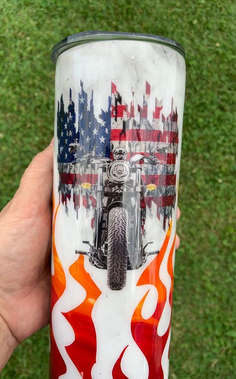 Motorcycle Tumbler Ideas, Indian Bike, Blue Tumbler, Blue Motorcycle, Food Safe Epoxy, Motorcycle Painting, Cup Decal, Tumbler Ideas, Christmas Gifts For Men