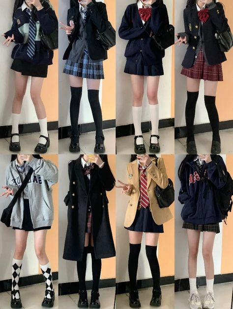 Style Uniform Ideas, Japanese Academia, Japan Fashion Casual, Japan School Uniform, Korean Fashion Work, School Uniform Outfits, Concept Clothing, Dress Design Sketches, Casual School Outfits