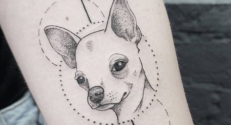 Chihuahua Tattoo Ideas, Chihuahua Tattoos, Chihuahua Tattoo, Unusual Tattoo, White Chihuahua, Chic Tattoo, Original Tattoos, B Tattoo, White Tattoo