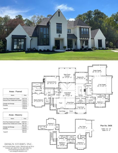 Plan #5408 | Design Studio English House Design, Luxury House Floor Plans, Hgtv Dream Homes, Studio House, Pdf Design, Home Design Floor Plans, Sims House Plans, House Layout Plans, Modern Farmhouse Exterior