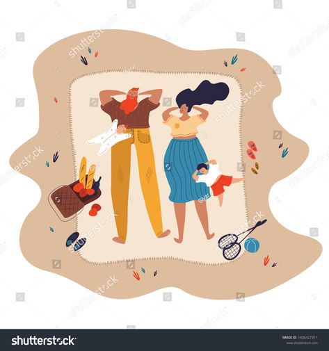 Family outdoor recreational activities. Mother, father and children lie, sleep and rest on the summer grass. Design element for summer banners, cards, posters. Flat hand drawn vector illustration. #Ad , #Ad, #lie#children#sleep#summer Outdoor Recreational Activities, Grass Design, Summer Banner, Family Summer, Hand Drawn Vector Illustrations, Retail Logo, Recreational Activities, Hand Drawn Vector, Summer Family