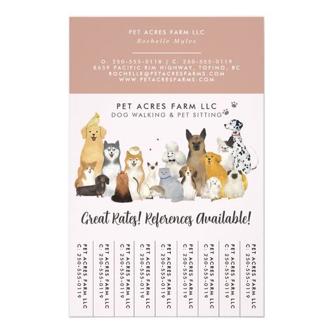 Dog Walker Pet Sitting Watercolor Business Flyer Dog Sitting Flyers, Pet Sitting Flyer, Dog Walking Business Cards, Sitting Ideas, Boarding Kennels, Pet Care Business, Watercolor Business, Dog Walking Business, Dog Room